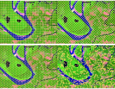 Seed placement strategies on the Sentinel-2 example (spacing = 30).